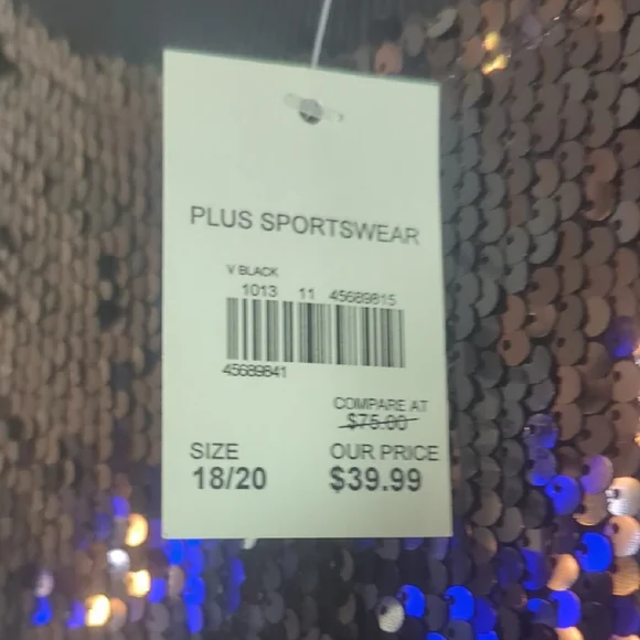 Cato Black Sequin Top with White Accents - Picture 3 of 4